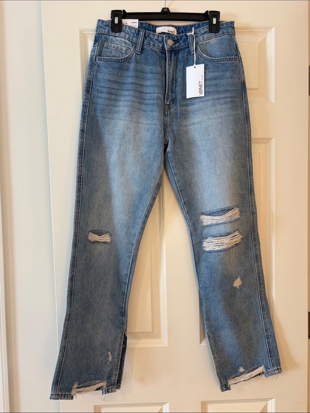 VERVET by Flying Monkey Light Blue Straight Leg Distressed Jeans